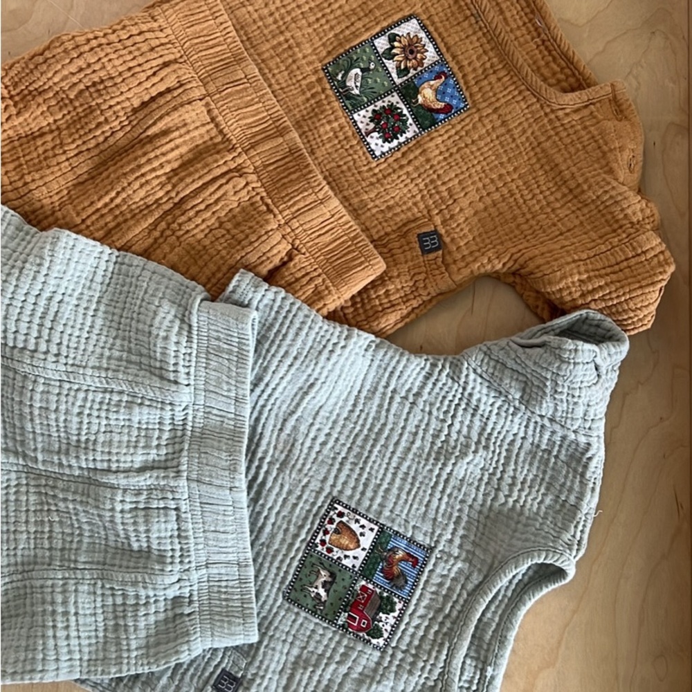 Twin Baby Outfits with Patchwork Design